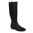 thumbnail image 1 of JOURNEE COLLECTION Womens Black Goring Buckle Accent Wide Calf Winona Almond Toe Block Heel Zip-Up Riding Boot 9 M WC, 1 of 3