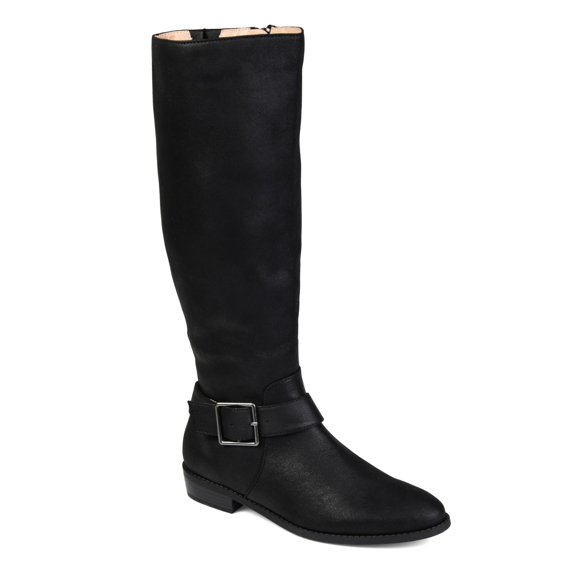JOURNEE COLLECTION Womens Black Goring Buckle Accent Wide Calf Winona Almond Toe Block Heel Zip-Up Riding Boot 9 M WC