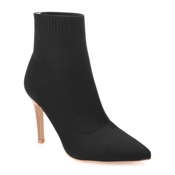 JOURNEE COLLECTION Womens Black Knit Stretch Padded Milyna Pointed Toe Stiletto Dress Booties 9.5