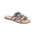 thumbnail image 1 of JOURNEE COLLECTION Womens Black Padded Grommet Detail Asymmetrical Strappy Hasten Round Toe Slip On Sandals 6.5 M, 1 of 2
