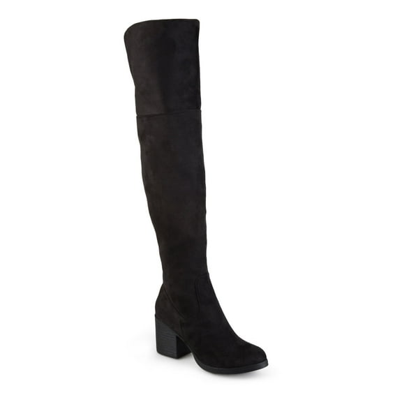 JOURNEE COLLECTION Womens Black Padded Sana Round Toe Block Heel Zip-Up Heeled Boots 10