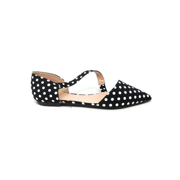 JOURNEE COLLECTION Womens Black Polka Dot Landry Pointed Toe Slip On Flats Shoes 7.5