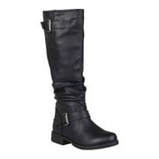 Women's Journee Collection Stormy Extra Wide Calf Knee High Slouch Boot Black Faux Leather 7.5 M