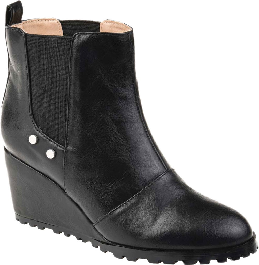 Studded top wedge booties