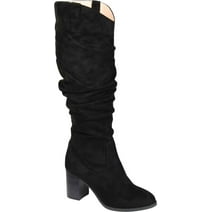 JOURNEE COLLECTION Womens Black Side Pull Tabs Comfort Aneil Round Toe Block Heel Zip-Up Slouch Boot 9 XWC