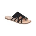 thumbnail image 1 of JOURNEE COLLECTION Womens Black Strappy Grommet And Strap Detail Cushioned Asymmetrical Hasten Round Toe Slip On Sandals Shoes 7.5 M, 1 of 3