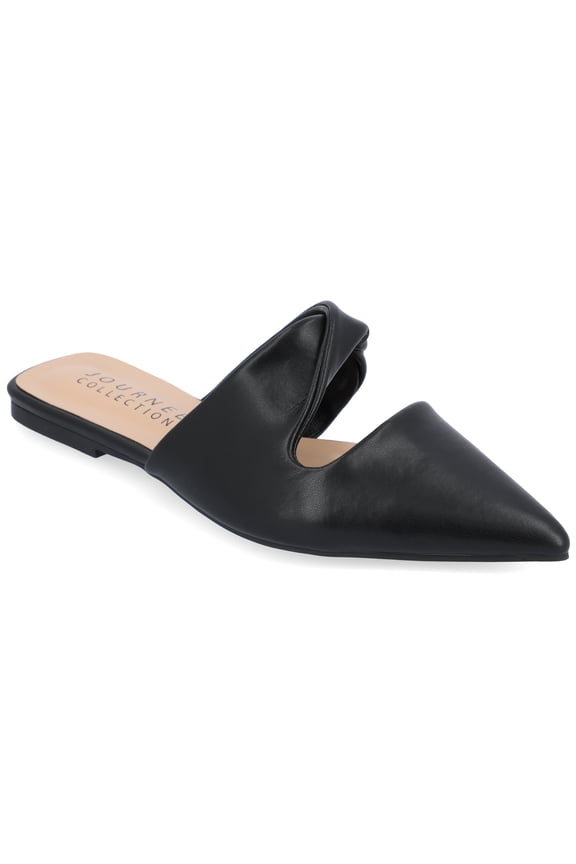 Womens Enniss Open Side Pointed Toe Mule Flats