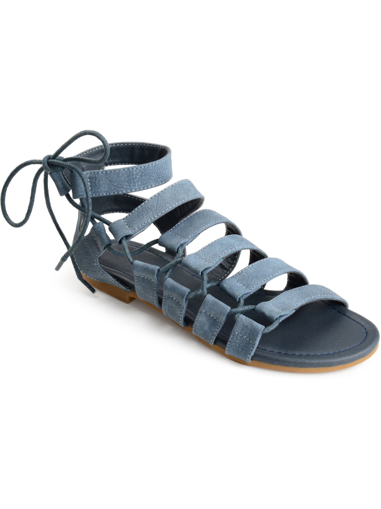 JOURNEE COLLECTION Womens Blue Strappy Cleo Round Toe Lace Up Gladiator Sandals Shoes 11 Walmart
