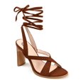thumbnail image 1 of JOURNEE COLLECTION Womens Brown Ankle Wrap Tie Padded Strappy Adalee Almond Toe Block Heel Lace-Up Heeled Sandal 12 M, 1 of 6