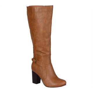 KENNETH COLE Womens Brown Stretch Gore Padded Logo Marcy Round Toe Wedge Zip-Up Leather Booties M