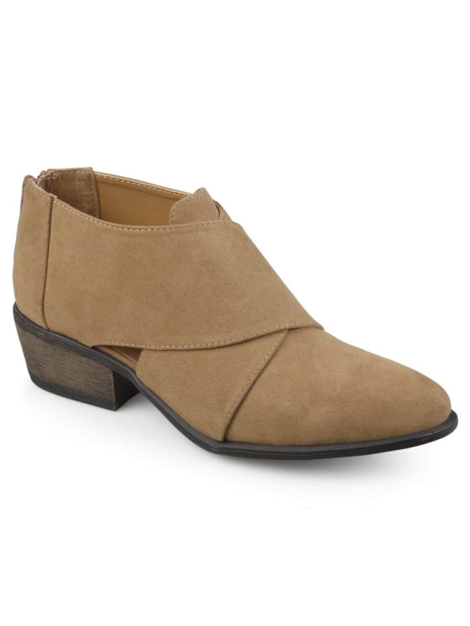 JOURNEE COLLECTION Womens Brown Cushioned Avida Almond Toe Block Heel Zip Up Boots Shoes 7 Walmart