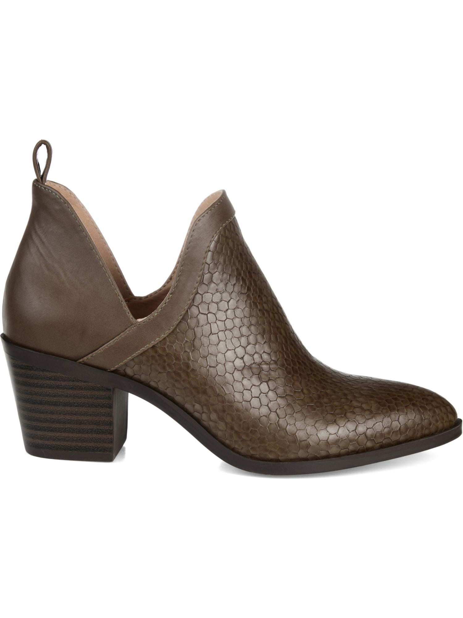 JOURNEE Womens Gray Deep V  Side Slits Square Toe Block Heel Booties