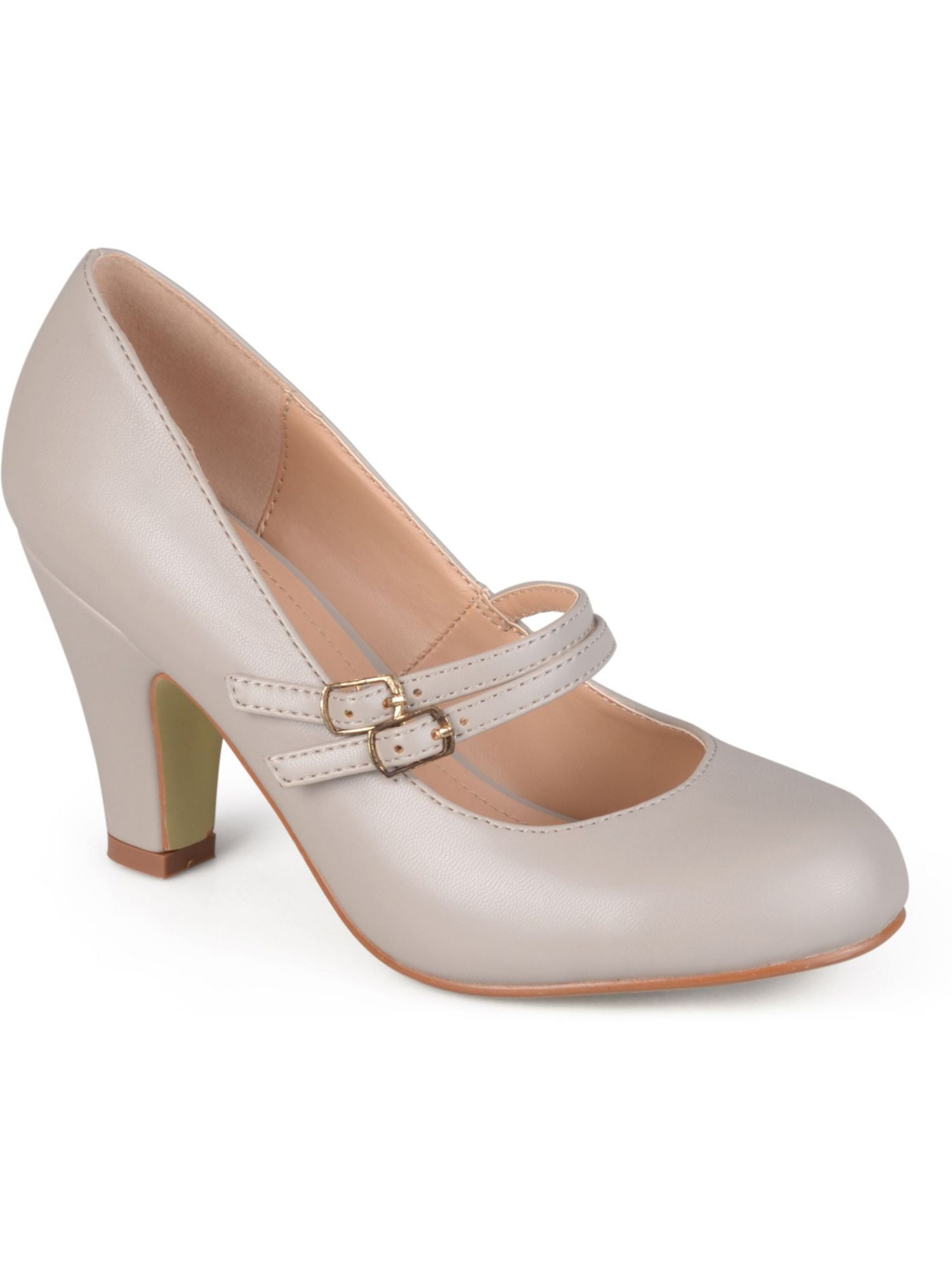 JOURNEE COLLECTION Womens Gray Adjustable Strap Cushioned Windy Round