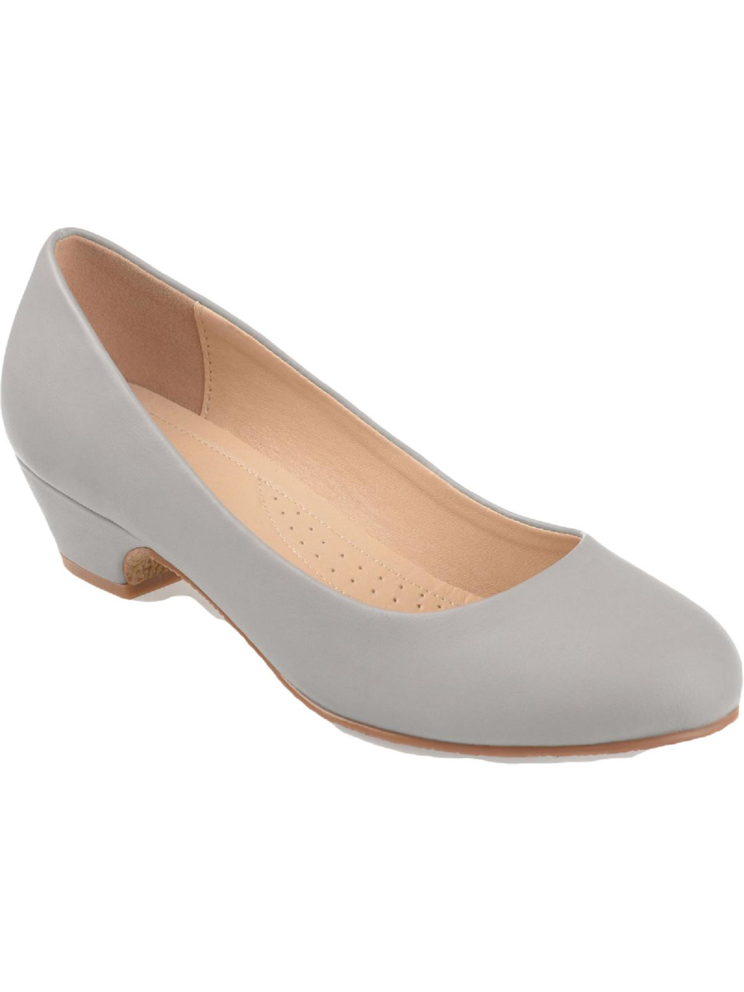 JOURNEE COLLECTION Womens Gray Padded Comfort Saar Round Toe Block Heel