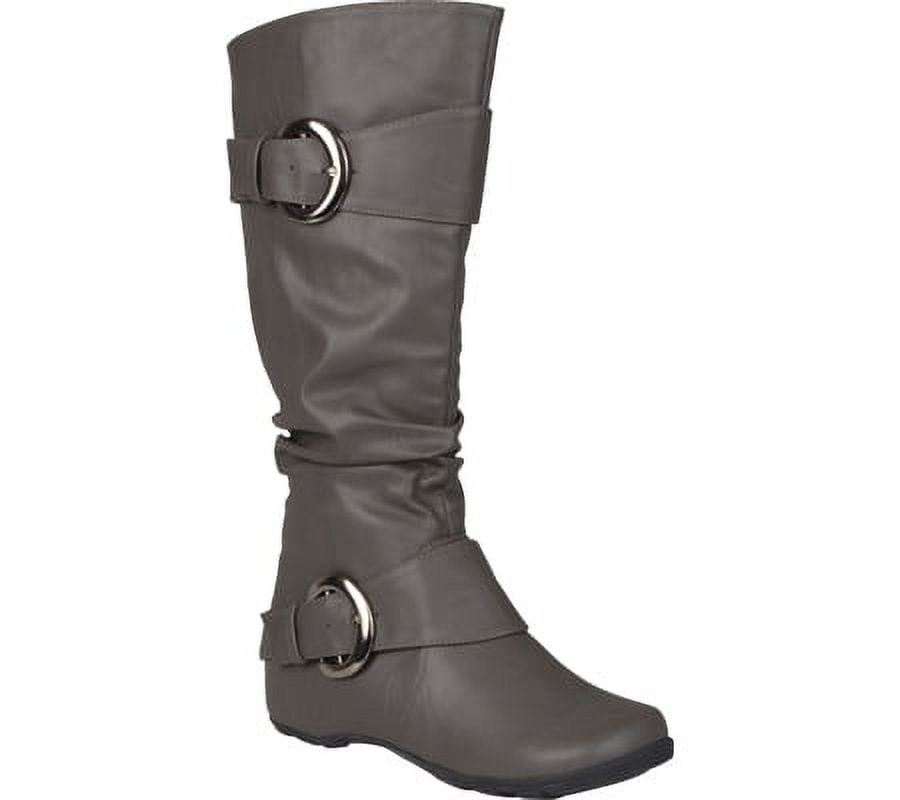 JOURNEE COLLECTION Womens Grey Gray Buckle Accent Padded Paris Round Toe Zip-Up Slouch Boot 8.5
