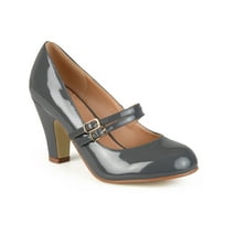 JOURNEE COLLECTION Womens Grey Gray Mary Jane Chunky Heel Comfort Wendy Round Toe Buckle Dress Pumps 10