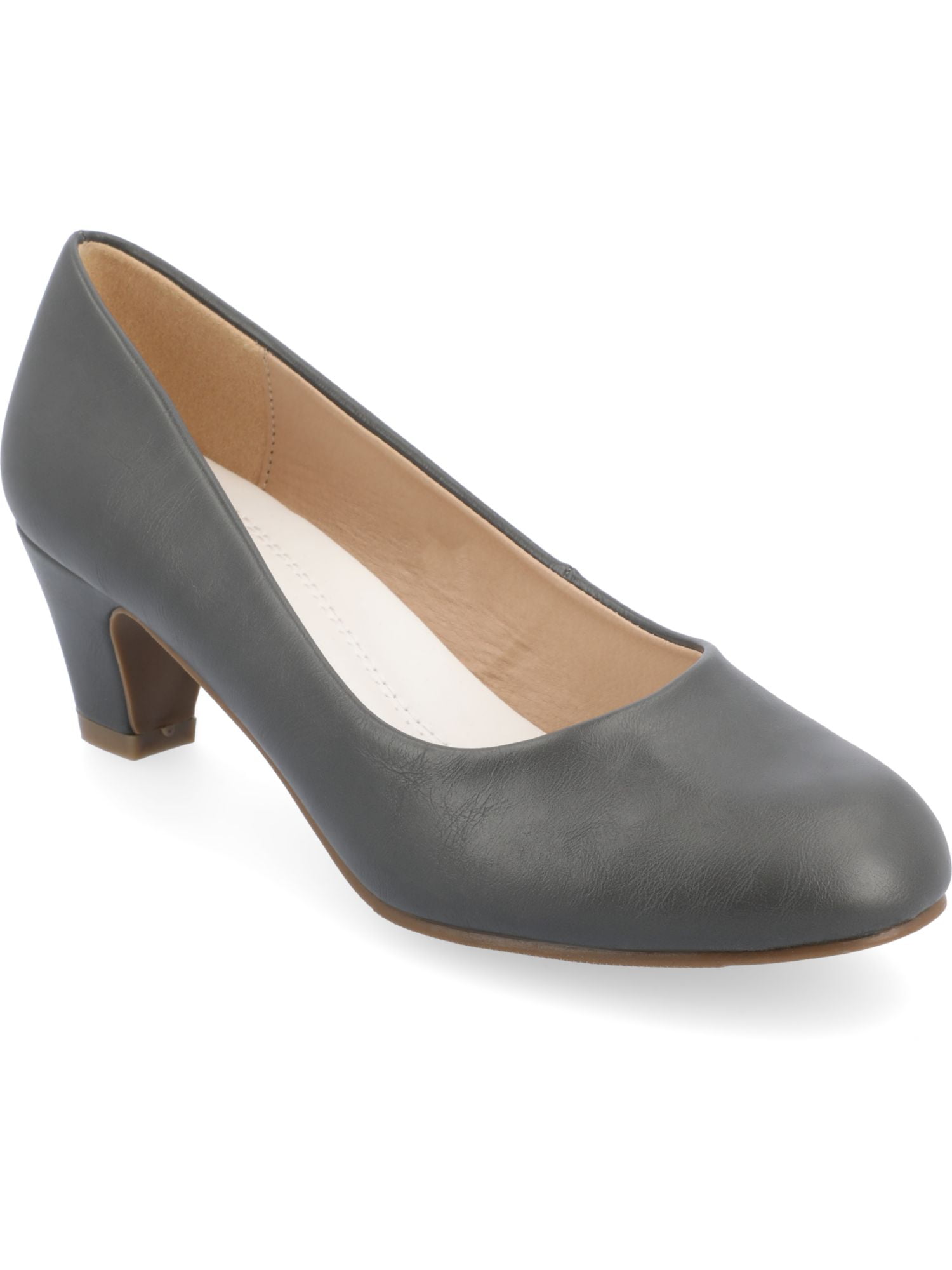 JOURNEE COLLECTION Womens Grey Gray Padded Comfort Luu m Round Toe Block Heel Slip On Dress Pumps Shoes 9.5