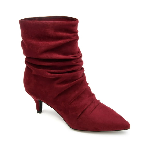 JOURNEE COLLECTION Womens Maroon Comfort Pointed Toe Kitten Heel Slip On Dress Slouch Boot 9.5
