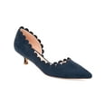 thumbnail image 1 of JOURNEE COLLECTION Womens Navy Edge Detail Cushioned Scalloped Taavi Pointed Toe Kitten Heel Slip On Dress Pumps 10 M, 1 of 4
