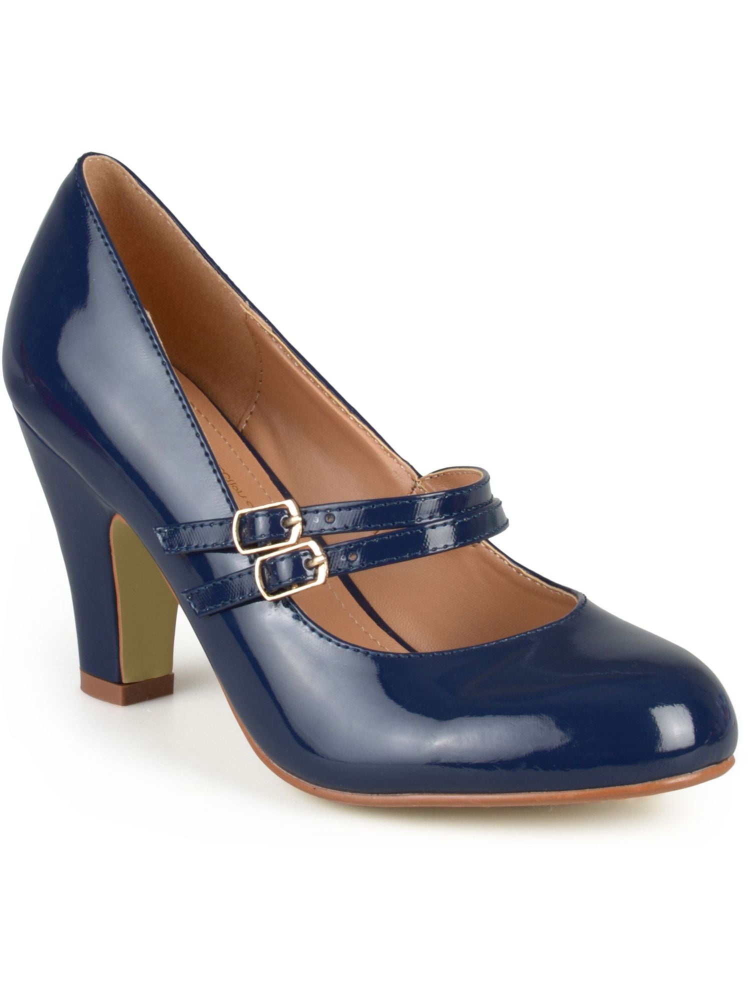 Ladies navy blue block heel cheap shoes