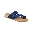 thumbnail image 1 of JOURNEE COLLECTION Womens Navy Toe Loop Strappy Consuelo Round Toe Wedge Slip On Slide Sandals Shoes 9 M, 1 of 3