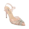 thumbnail image 1 of JOURNEE COLLECTION Womens Pink Translucent Ankle Strap Cushioned Rhinestone Embellished Eleora Pointed Toe Stiletto Buckle Dress Pumps Shoes 8.5, 1 of 4