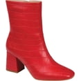 thumbnail image 1 of JOURNEE COLLECTION Womens Red Crocodile Padded Trevi Square Toe Block Heel Zip-Up Dress Booties 11 M, 1 of 4