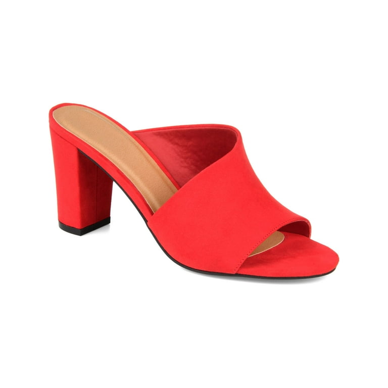 Red block heel mules cheap
