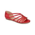thumbnail image 1 of JOURNEE COLLECTION Womens Red Dorsay Asymmetrical Padded Strappy Divina Round Toe Slip On Dress Sandals Shoes 6 M, 1 of 4