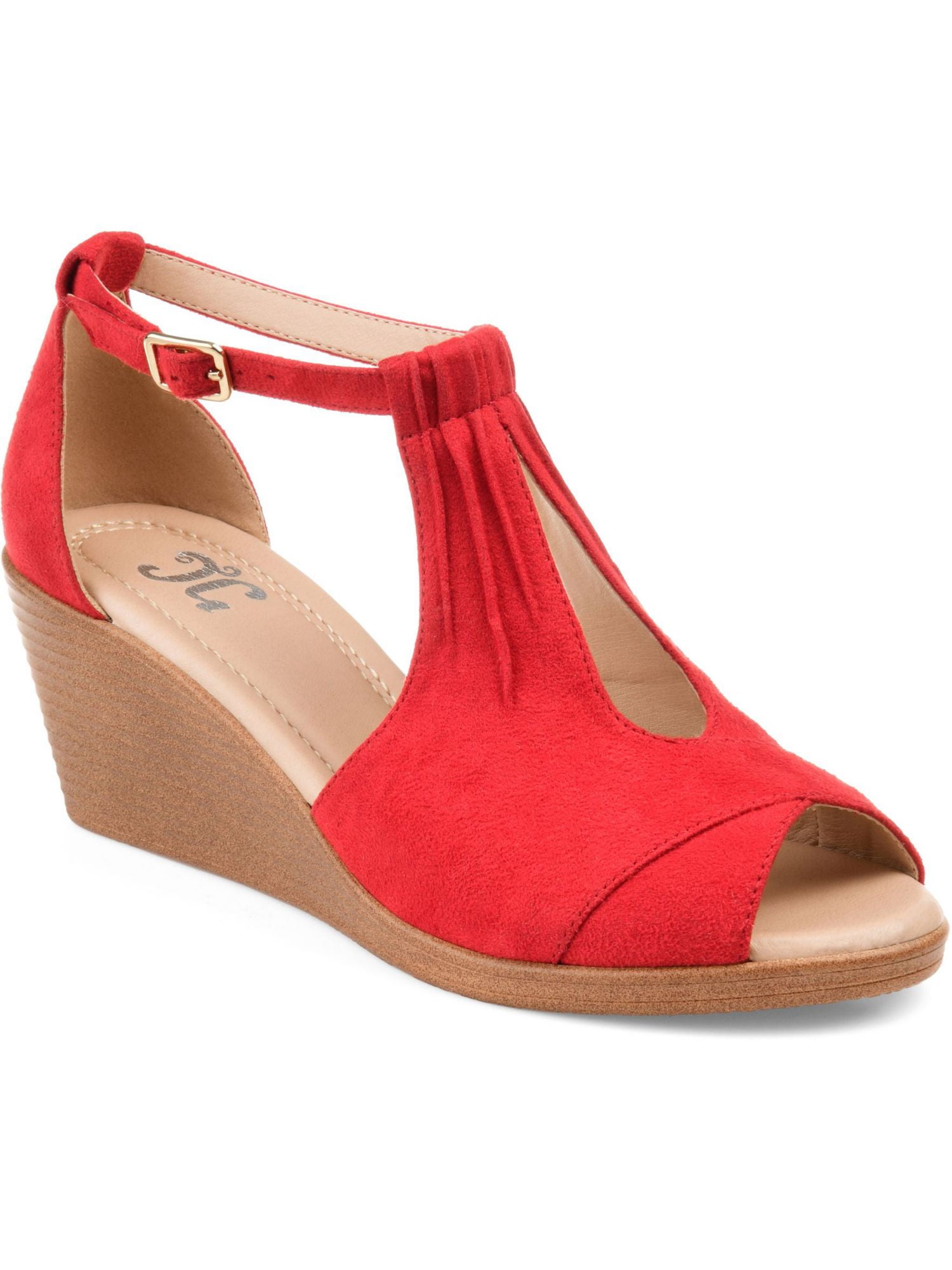 Red stacked heels sale