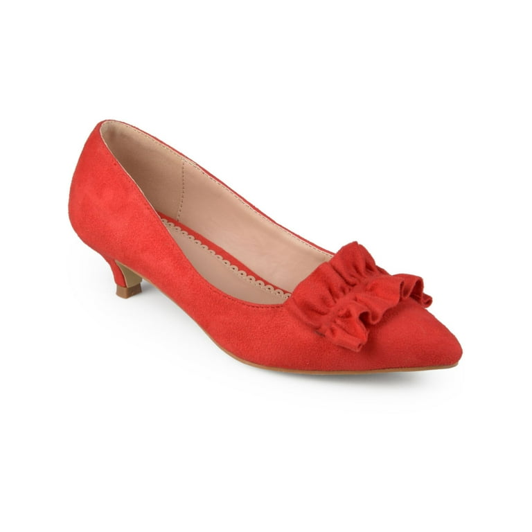 Ladies red kitten heel shoes cheap