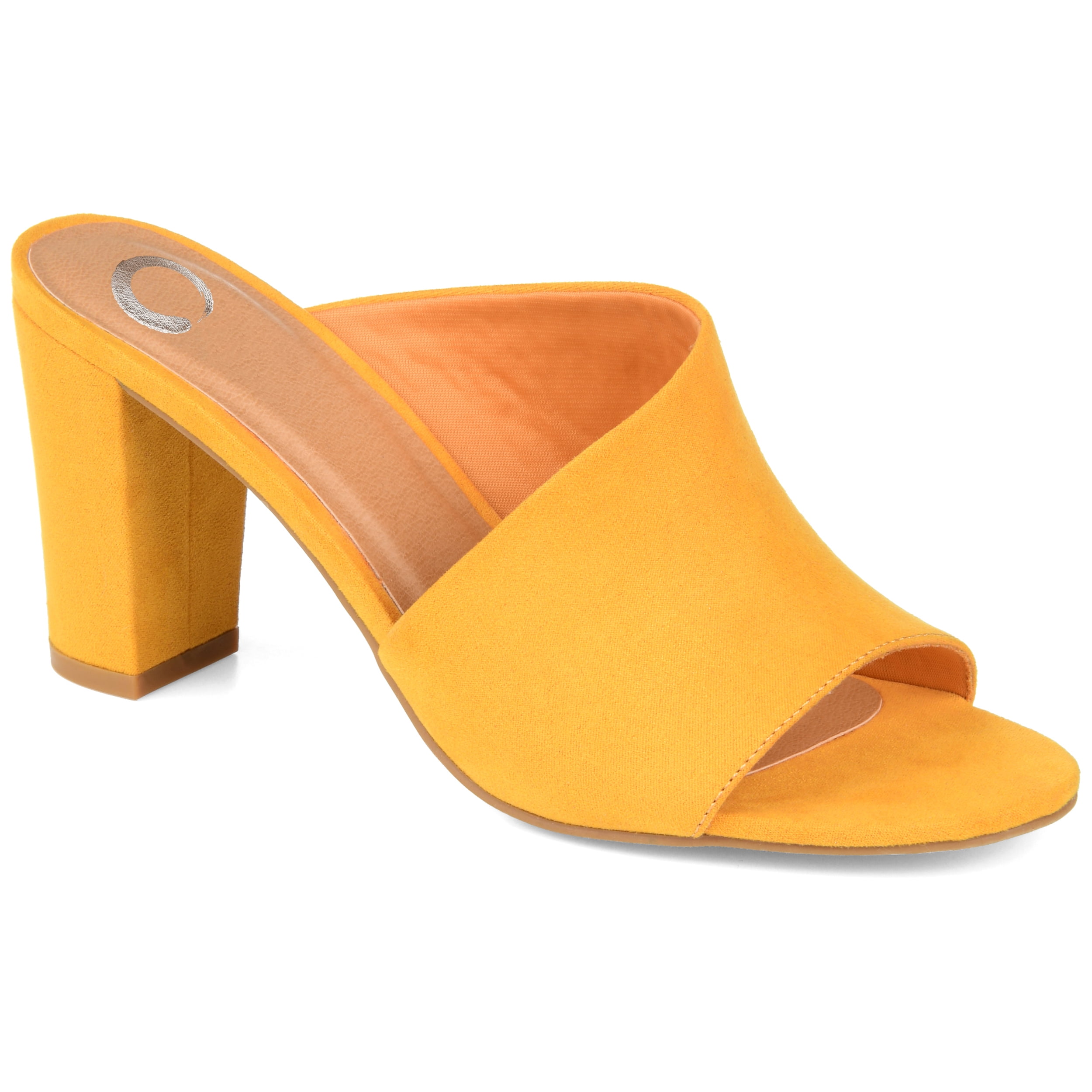 JOURNEE COLLECTION Womens Yellow Cushioned Allea Open Toe Slip On 