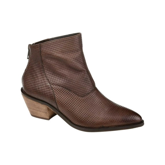 JOURNEE SIGNATURE Womens Brown Cushioned Cassie Almond Toe Stacked Heel Zip-Up Booties 9 M