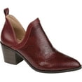 thumbnail image 1 of JOURNEE Womens Burgundy V-Notch Cut-Out Cushioned Almond Toe Stacked Heel Slip On Booties 6.5, 1 of 4