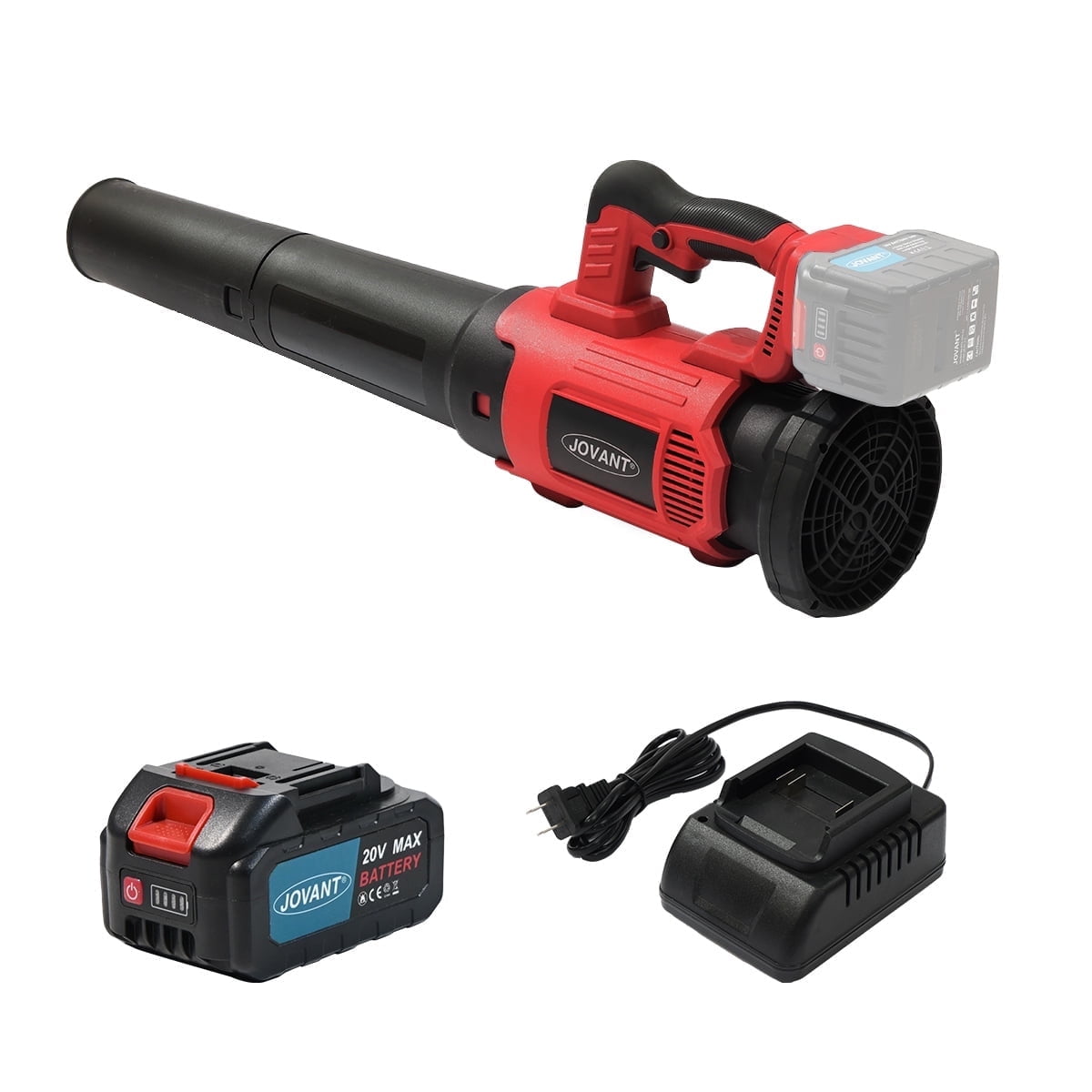 JOVANT Cordless Leaf Blower, 615CFM with 6 Speed Levels, Electric Battery-Powered Turbo Blower, Includes 1*4.0Ah Batteries and Charger, for Lawn Care, Yard , Leaf Blowing, Debris and Snow Clearing