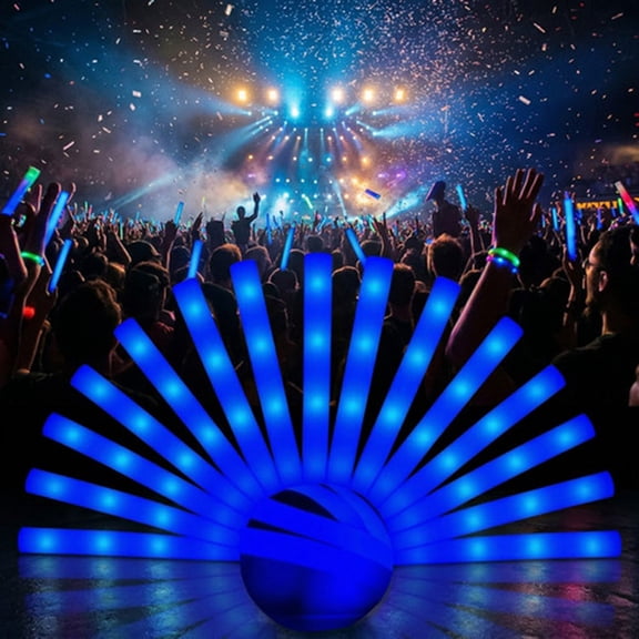 JOVELL 102 Pack LED Light Up Foam Sticks 18.9 Inch, Glow Sticks Rave Glow Batons, LED Party Favors for Concerts, Birthday, Christmas, Blue