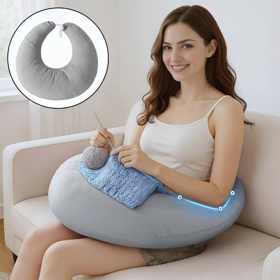 JOVELL Arm Rest Pillow for Gaming & Reading, Ergonomic Lap Desk Pillow, Memory Foam Arm Support Pillow, Gray