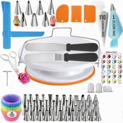 JOVELL Cake Decorating Supplies Kit 200-Piece, Baking Tool Set with Turntable, Piping Bags & Tips, Cupcake Decorating Supplies, Orange