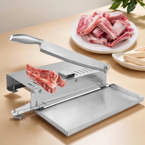 JOVELL Manual Frozen Meat Slicer, Stainless Steel Adjustable Thickness Bone Slicer, Meat Cutter Frozen and Bone for Beef Pork Chicken