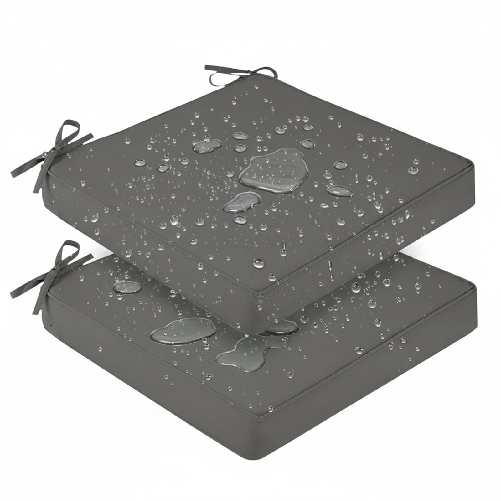 JOVELL Outdoor Chair Cushions 2 Pack, 19x19x4 Inch Thick Waterproof Patio Seat Cushions, High Density Foam Chair Pad for Garden Furniture, Gray