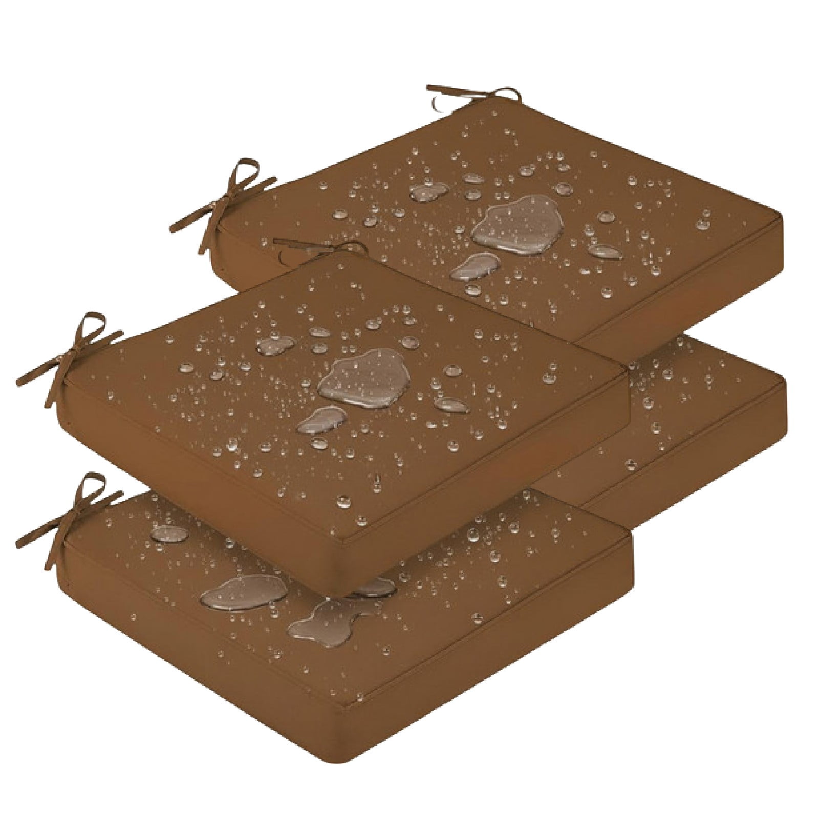JOVELL Outdoor Chair Cushions 4 Pack, 19x19x4 Inch Thick Waterproof Patio Seat Cushions, High Density Foam Chair Pad for Garden Furniture, Coffee