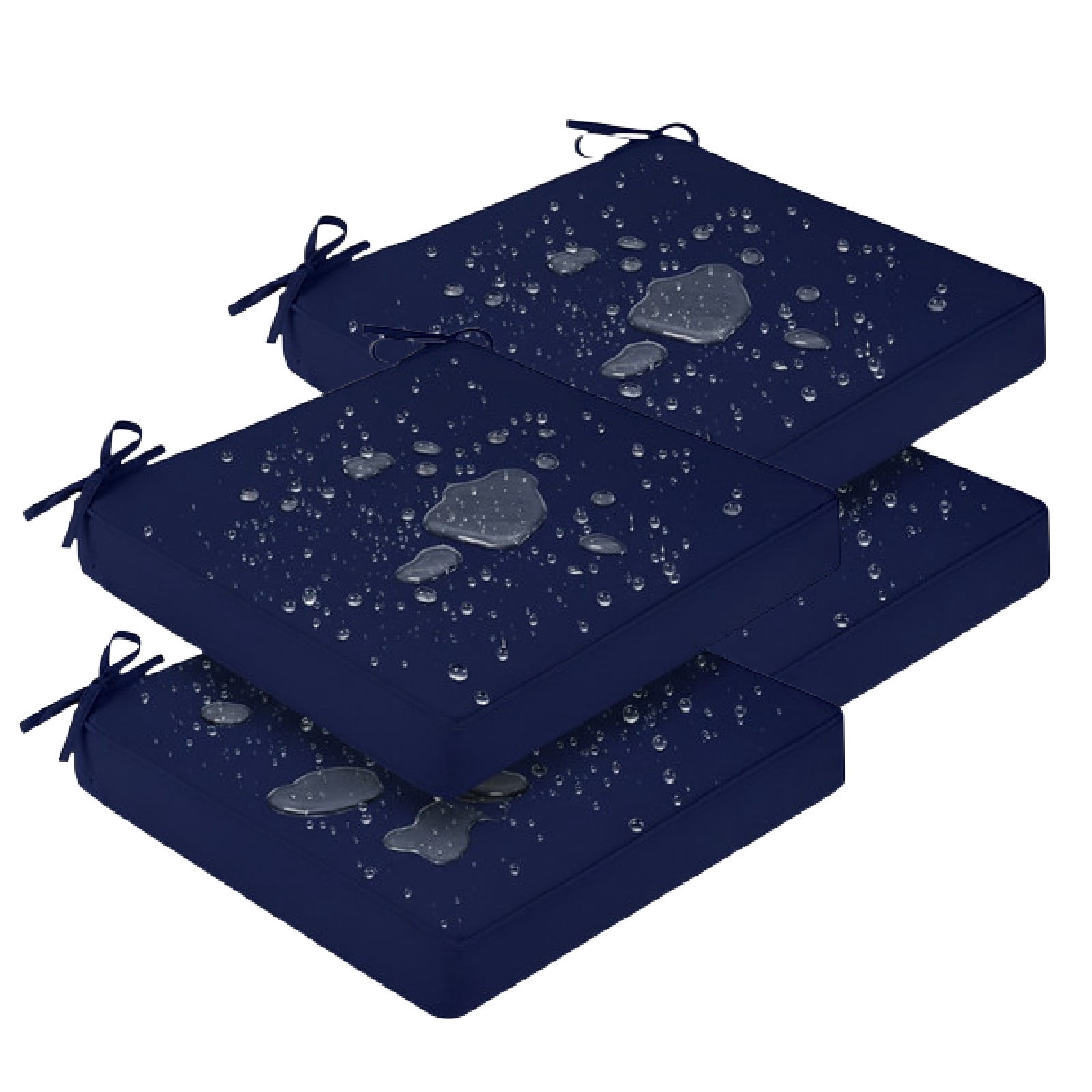 JOVELL Outdoor Chair Cushions 4 Pack, 19x19x4 Inch Thick Waterproof Patio Seat Cushions, High Density Foam Chair Pad for Garden Furniture, Navy