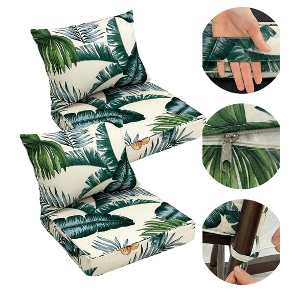 JOVELL Outdoor Deep Seat Cushions Set of 2, 4 Inch Thick Waterproof Patio Furniture Cushions, Fade Resistant Cushions for Wicker Chair, Sofa, Couch, Hawaii, 2-Pack