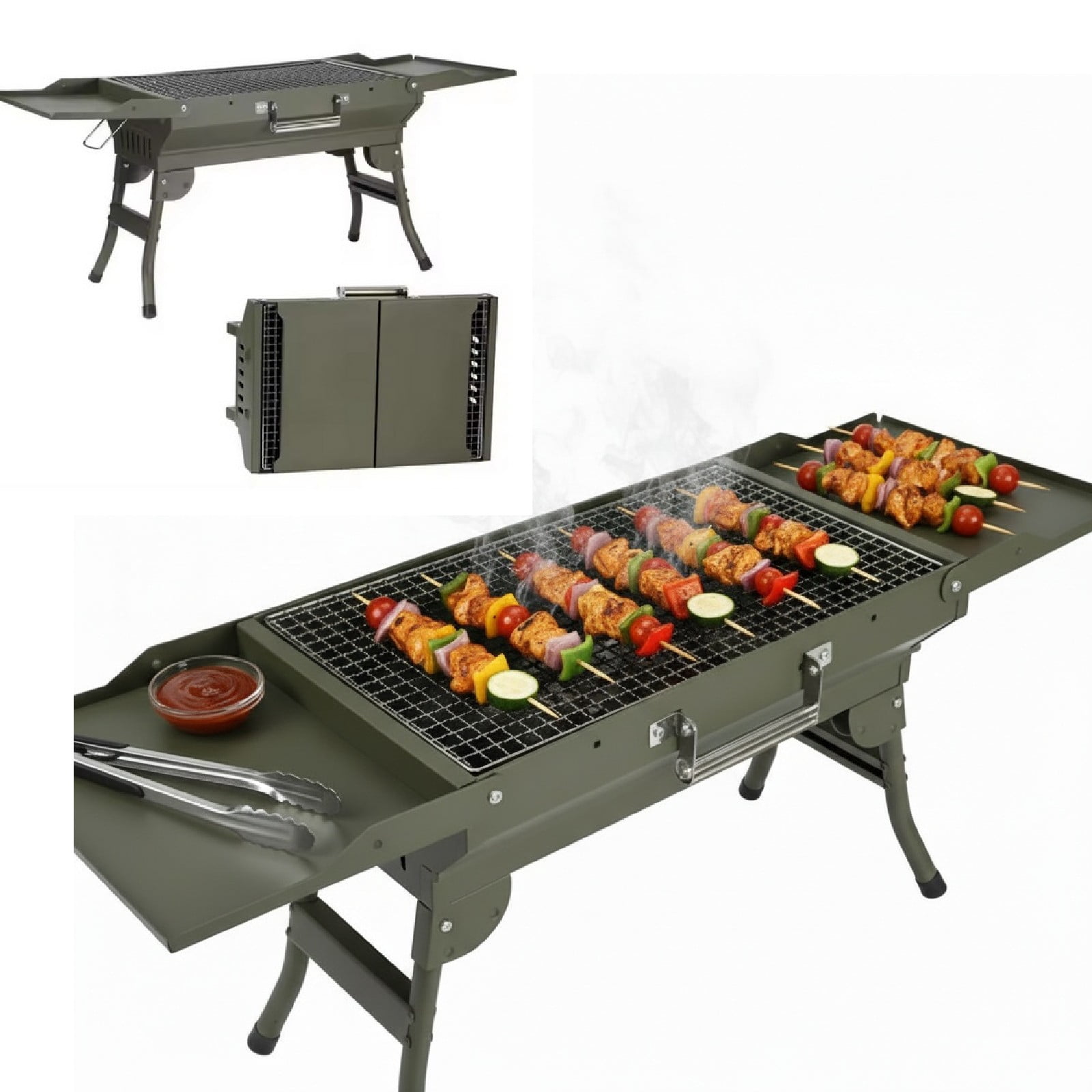 JOVELL Portable Charcoal Grill, Heavy Duty Stainless Steel Foldable BBQ Grill, Collapsible Camping Grill for Outdoor, Tailgate, Picnic