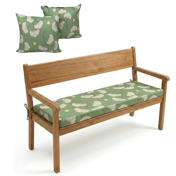 JOVELL Waterproof Outdoor Bench Cushion, 48x18x3.5 Inch Thick Patio Swing Cushion with Ties, High-Density Foam Garden Porch Furniture Cushion, Floral