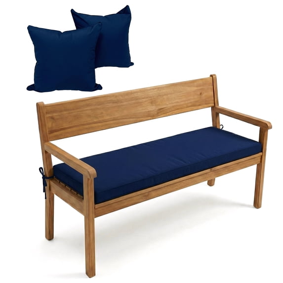 JOVELL Waterproof Outdoor Bench Cushion, 48x18x3.5 Inch Thick Patio Swing Cushion with Ties, High-Density Foam Garden Porch Furniture Cushion, Navy