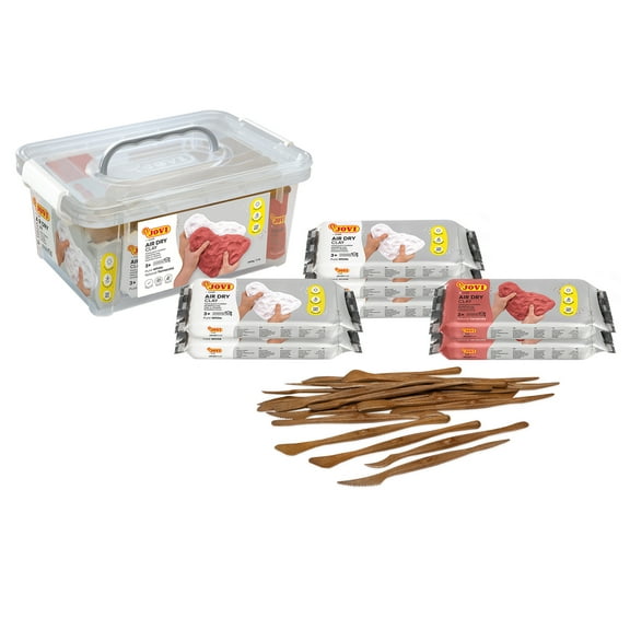 JOVI Air Dry Clay School Pack, 7 Bars 1.1 Lb & 20 Spatulas