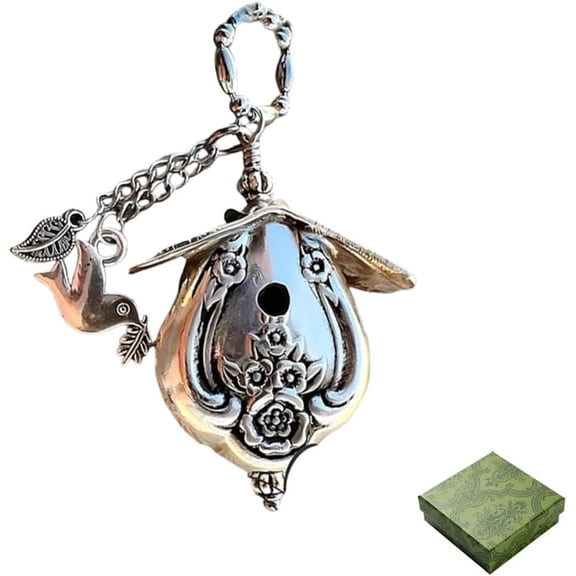 JOVIKE Birdhouse Necklace • The 1951 "Magnolia Silverware Birdhouse 925 Sterling Silver, Handmade Vintage Bird Pendant Necklace for Women Bird Lovers Jewelry Collectors