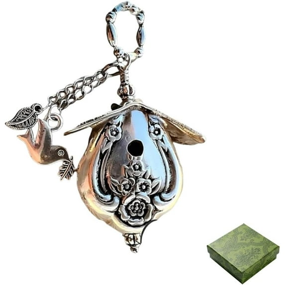 JOVIKE Birdhouse Necklace • The 1951 "Magnolia Silverware Birdhouse 925 Sterling Silver, Handmade Vintage Bird Pendant Necklace for Women Bird Lovers Jewelry Collectors