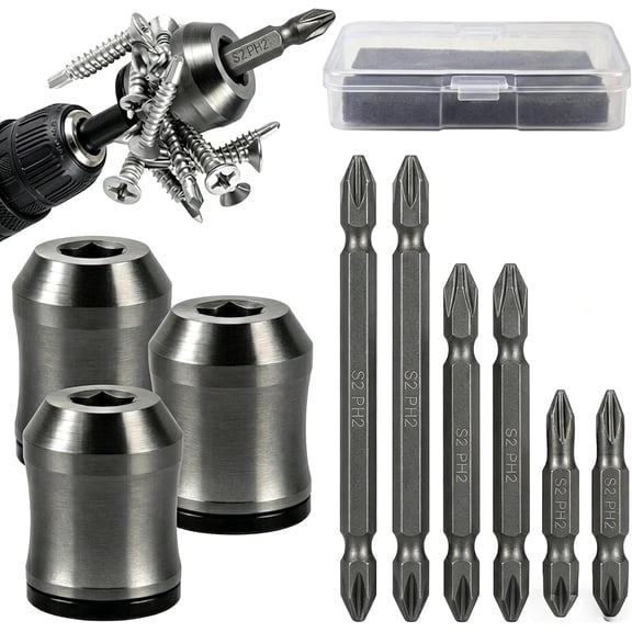 JOWBOOW Dual-Layer Magnetic Screwdriver Bit Set, 9-Piece, Gray